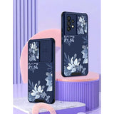 Floral Phone Case for Samsung Galaxy A53 5G - Cute Blue Flowers Design with Slide Camera Cover