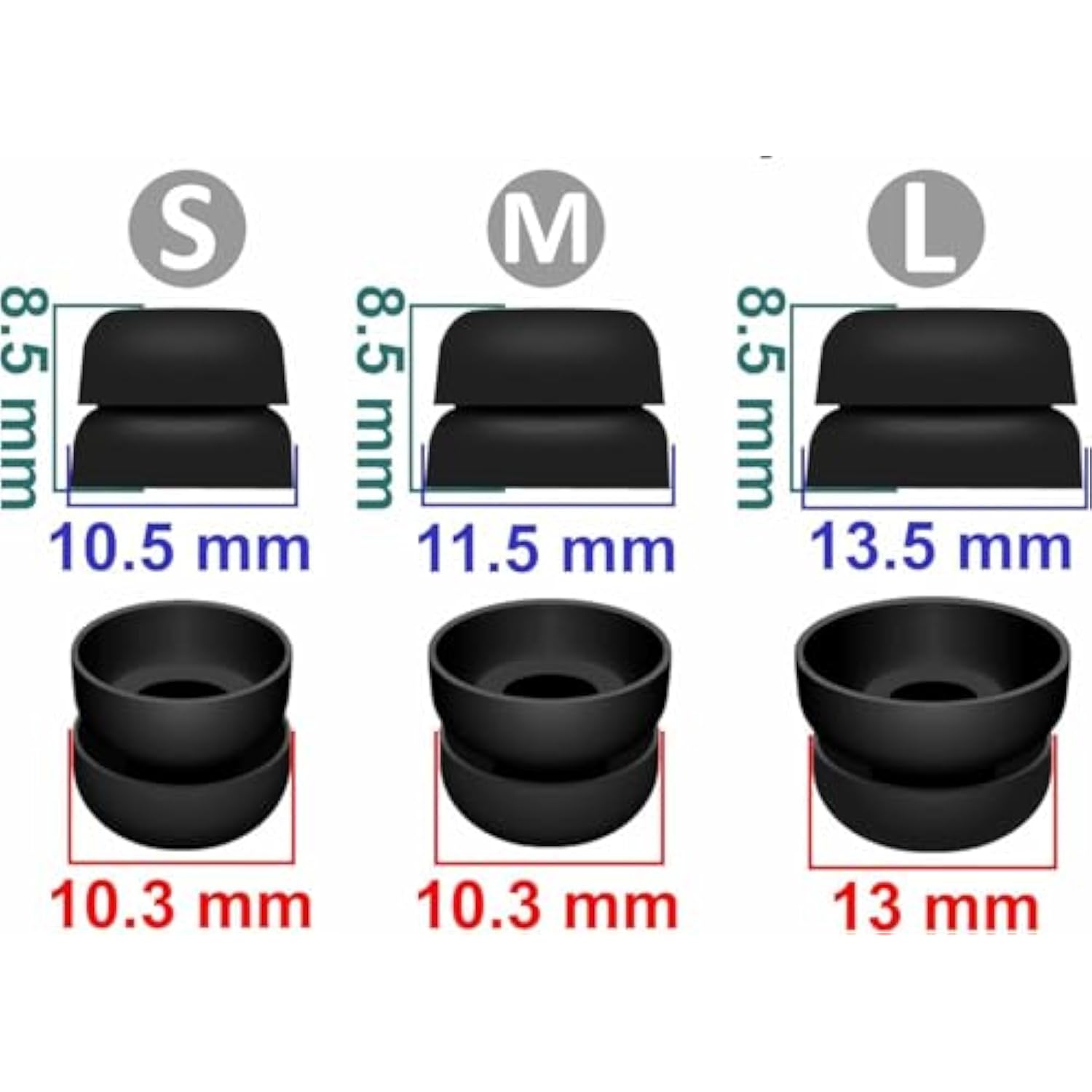 Double Flange Eartips Compatible With Soundcore P20I P30I P40I Earbuds, 6 Pairs S/M/L Sizes Soft Ear Tips Earbuds Tips, Compatible With Soundcore P20I P30I P40I 6 Pairs Black