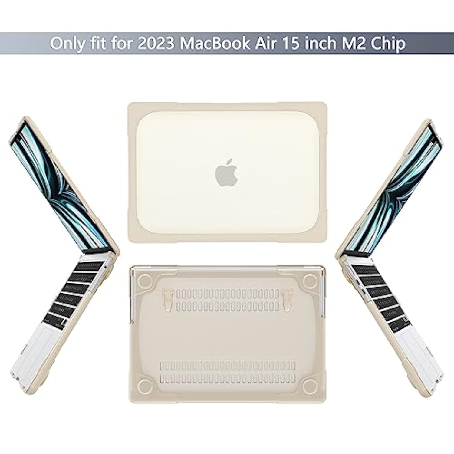 For New Macbook Air 15 Inch Case 2025 M4 2024 A3114 (M3) A2941 (M2) 2023,Heavy Duty Shockproof Protective Hard Shell With Fold Kickstand & Keyboard Cover For Enhanced Durability, Khaki