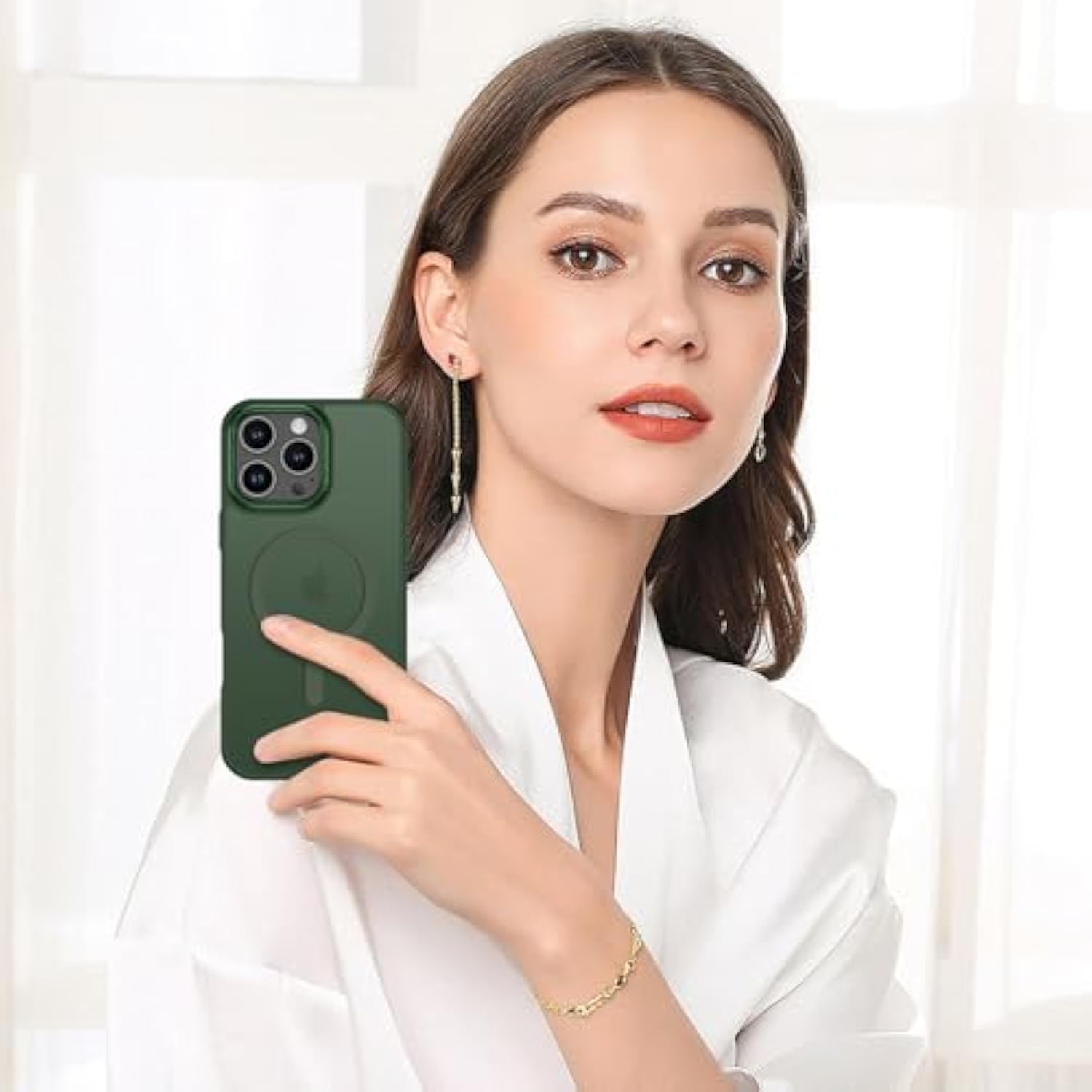 For Iphone 16 Pro Max Case 2024, Iphone 16 Pro Max Magnetic Phone Case [Compatible With Mag Safe] [Military Grade Shockproof] Translucent Matte Slim Shockproof Protective Cover 6.9" Green