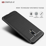 Oneplus 6T Carbon Fiber Shock Absorption Slim Case Compatible with Cellphone Black