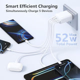 Usb C Fast Charging Block, 40W 5-Port 3 Usb C/2 Usb A Wall Multi Charger Plug, Type C Power Adapter Brick Cube Box For Apple Iphone 17 Pro Max/17 Air/16 Pro Max/15 Pro/14/13 Mini/12/Xs/Xr/Ipad/Samsung