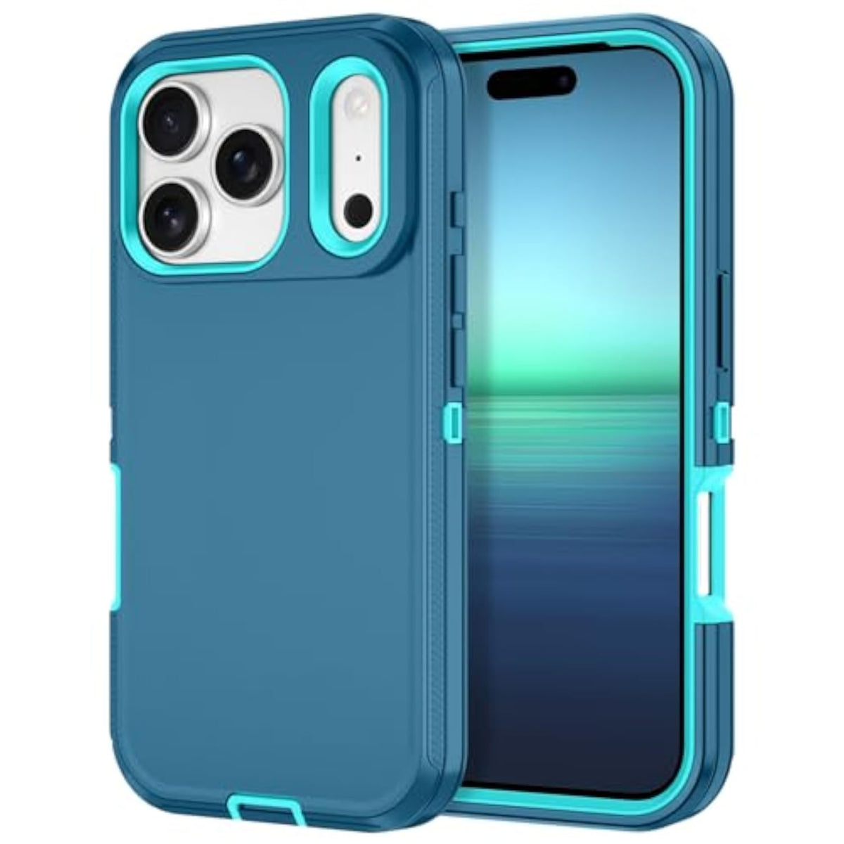 Rugged Heavy Duty Case for Apple iPhone 17 Pro Max 6.9" 2025, Turquoise - 3-Layer Full Body Protection, Dust/Drop Proof, No Screen Protector