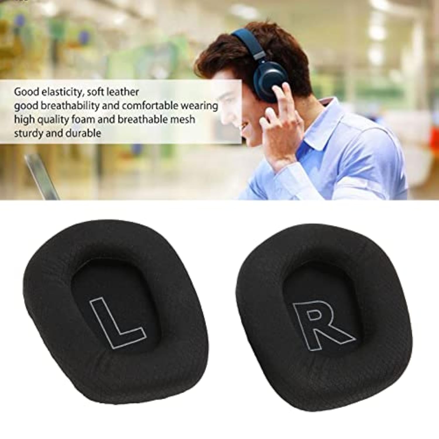 Earpads, For G733 Headphones, Replacement Ear Cushions Cover, Noise Isolation Foam And Breathable, Highly Elastic Soft Comfortable Leather(Black)