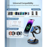 3 In 1 Charging Station For Apple Devices 18W Fast Mag-Safe Charger Stand Magnetic Wireless Charger Station For Iphone16 15 14 13 12 Pro/Pro Max/Plus/Mini Airpods 2/3/Pro Iwatch Ultra/8/7/Se/6/5/4/3/2