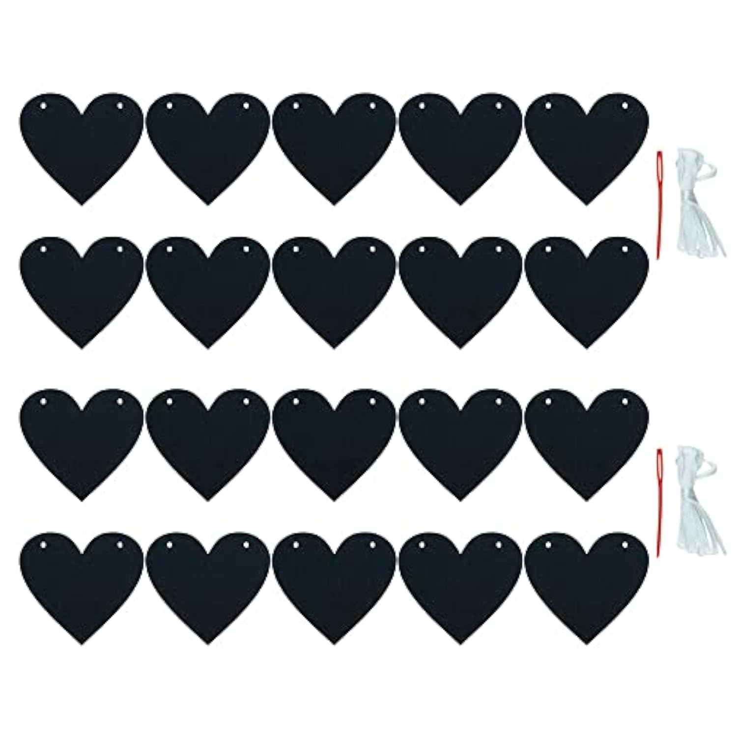 2 Pack Black Felt Heart Garland Banner For Valentines Banner Gothic De