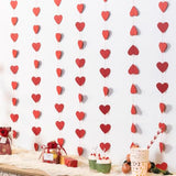 Red Heart Paper Garland Streamers, 6 Pack (42 Ft Total), 2" Hearts - Ideal For Weddings, Valentine’S Day, And Parties