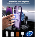 For Iphone 14 Pro Case, Compatible With Magsafe, Built-In Camera Ring Stand, With Individual Camera Cover, Translucent Matte Military-Grade Drop Protection Magnetic Case, Purple