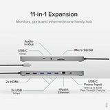 11-In-1 Usb-C Hub 100W Usb-C Pass-Through, Laptop Docking Station Dual Monitor