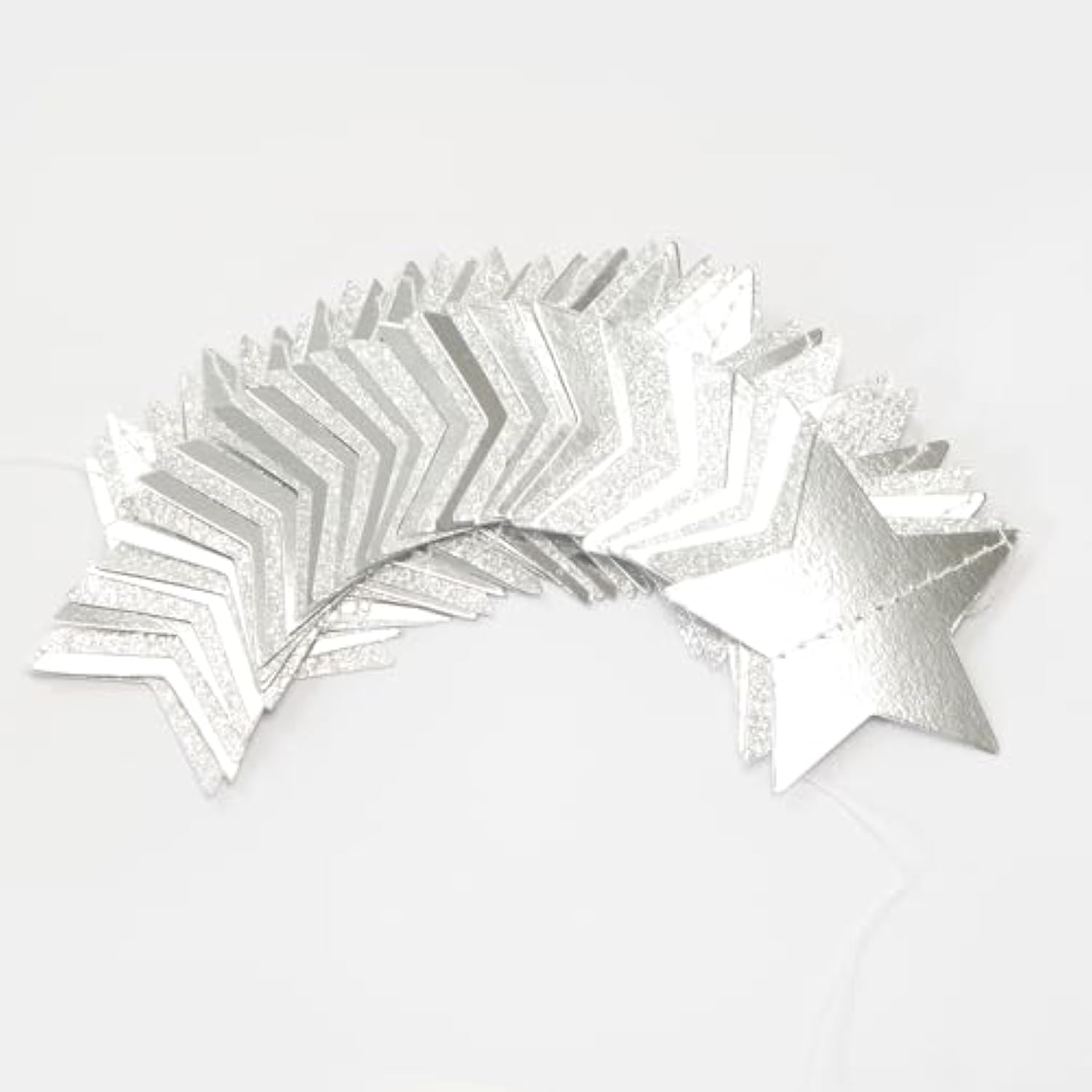 Glitter-Silver Party-Decorations Star Christmas Garland - 62Ft Birthday Twinkle Little Star Hanging Streamers Banner,Bachelorette Engagement Wedding New Years Supplies Decor