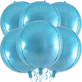 6Pack 22" Pearl Blue 4D Foil Balloons Round Metallic Mirror Balloons for Party