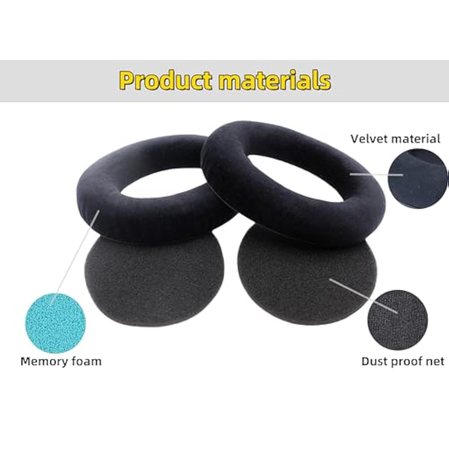 Replacement Ear Pads Compatible With Sennheiser Hd598 / Hd598Se / Hd598Cs / Hd595 / Hd599 / Hd599 Se - Soft Velvet Material & Memory Foam(Black)