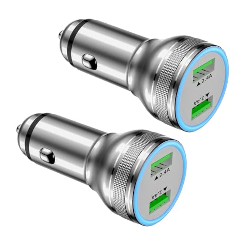 Usb Car Charger, 2-Port 24W Dual Usb-A Car Power Adapter 4.8A Fast Charging Cigarette Lighter For Iphone 16/15/14/13/12/11/X/8/7/6, Ipad, Samsung Galaxy S25 S24/S23/S22/S21, Pixel, Android,Airpods/Pro