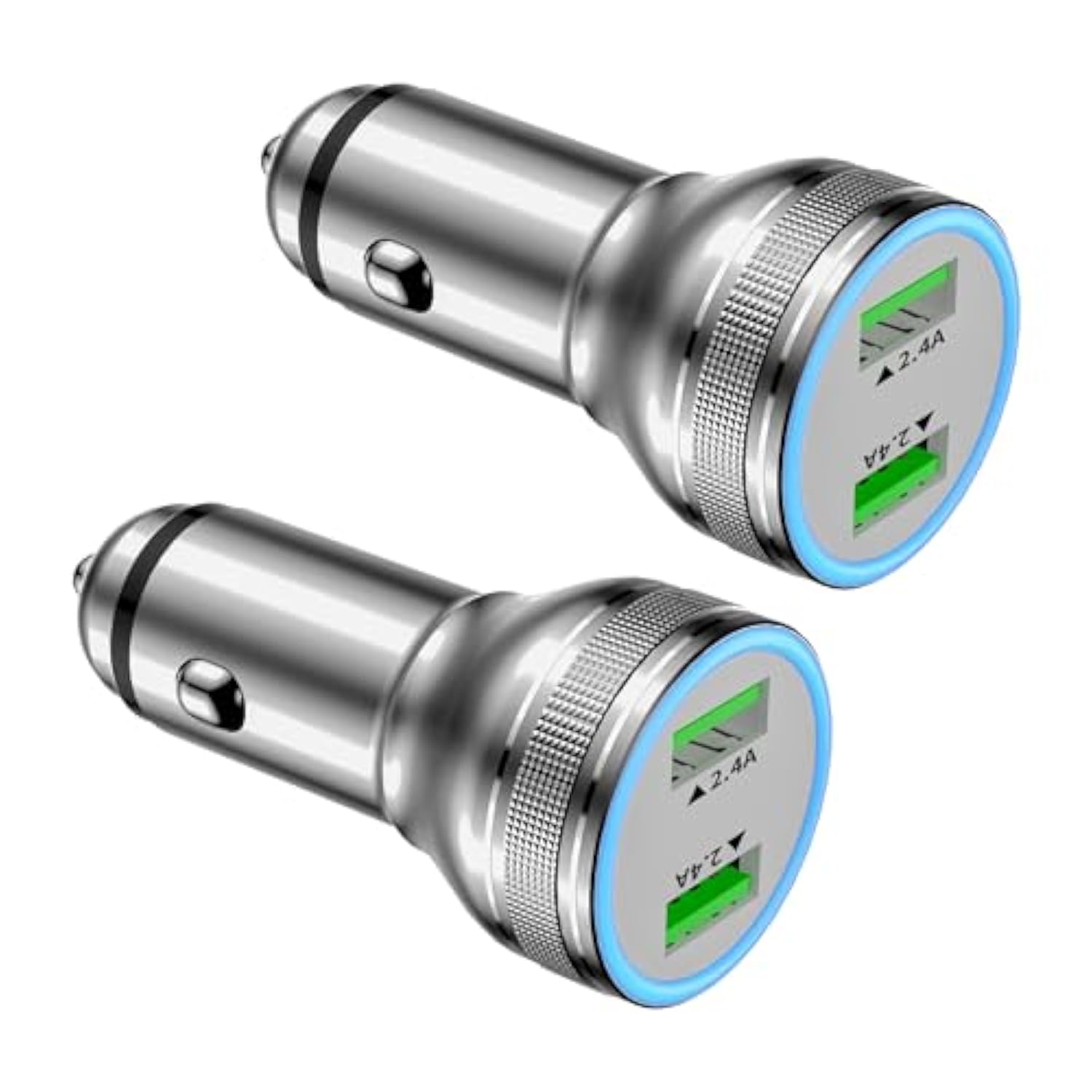 Car Charger,2Pack Mini 4.8A All Metal Usb Car Charger Dual Port Fast Charge Car Charger Adapter Cigarette Lighter Usb Charger For Iphone 15/14/13/12/11/X/8,Ipad Air/Mini/Pro,Samsung Galaxy/Note,Lg,Gps