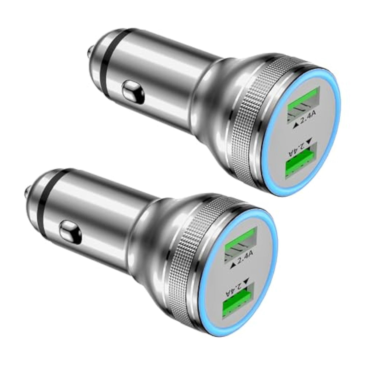 Car Charger,2Pack Mini 4.8A All Metal Usb Car Charger Dual Port Fast Charge Car Charger Adapter Cigarette Lighter Usb Charger For Iphone 15/14/13/12/11/X/8,Ipad Air/Mini/Pro,Samsung Galaxy/Note,Lg,Gps