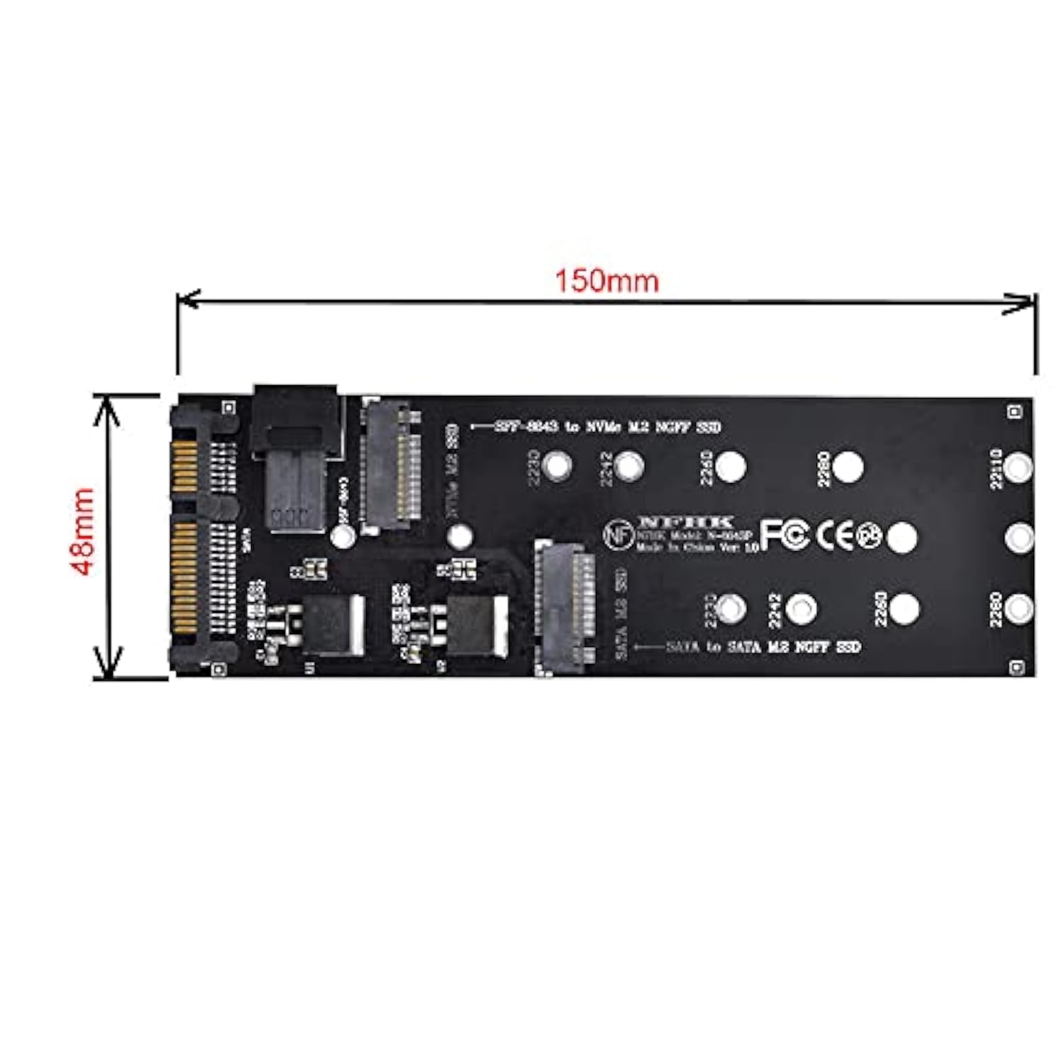 Xiwai SFF-8643 to U2 Kit NGFF M-Key to HD Mini SAS NVME PCIe SSD SATA Adapter
