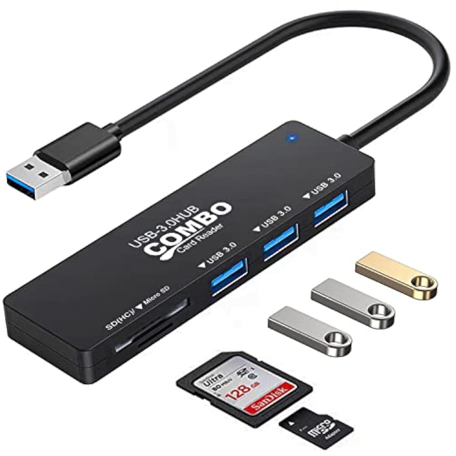 Usb 3.0 Hub With Sd/Tf Card Reader, 5 In 1 Docking Station Usb Data Hub Usb Sp