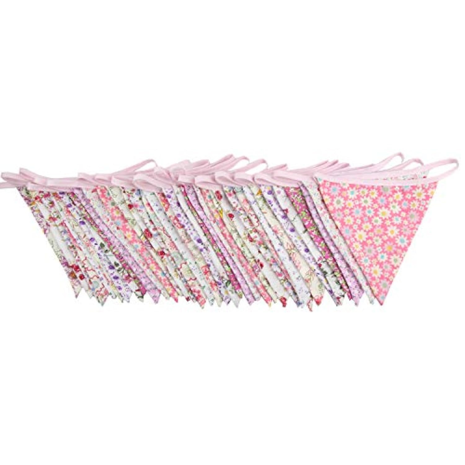 Pink Triangle Bunting Banner: 36 Cotton Flags, Party Wedding Decor