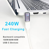 Right Angle Usb C Adapter 240W, 90 Degree Usb C Male To Female Adapter, Type C