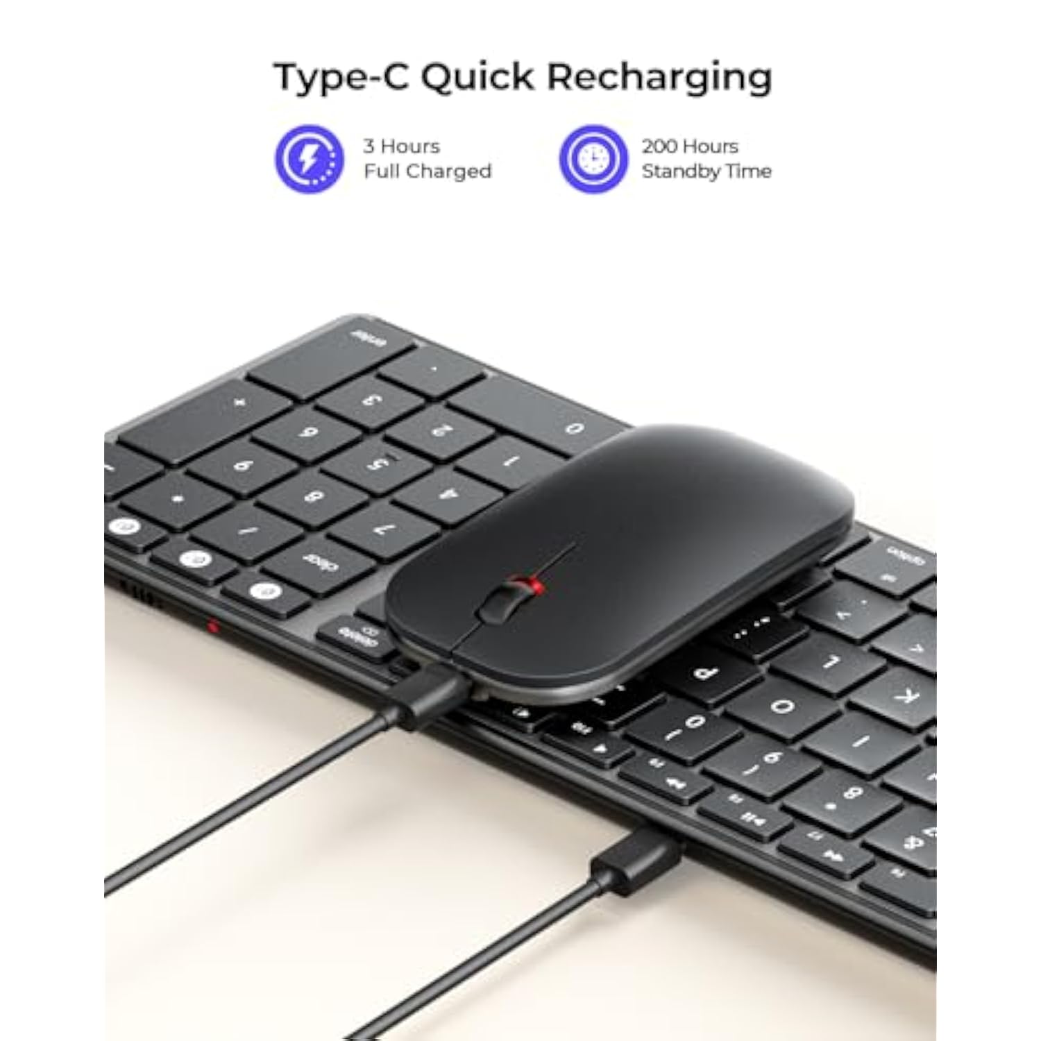 seenda Bluetooth Keyboard and Mouse for Mac, SKM64-2 Multi-Device Rechargeable Slim Wireless Keyboard Mouse Stainless Steel Full Size, Compatible with MacBook Pro/Air, iPad, Mac - Space Gray