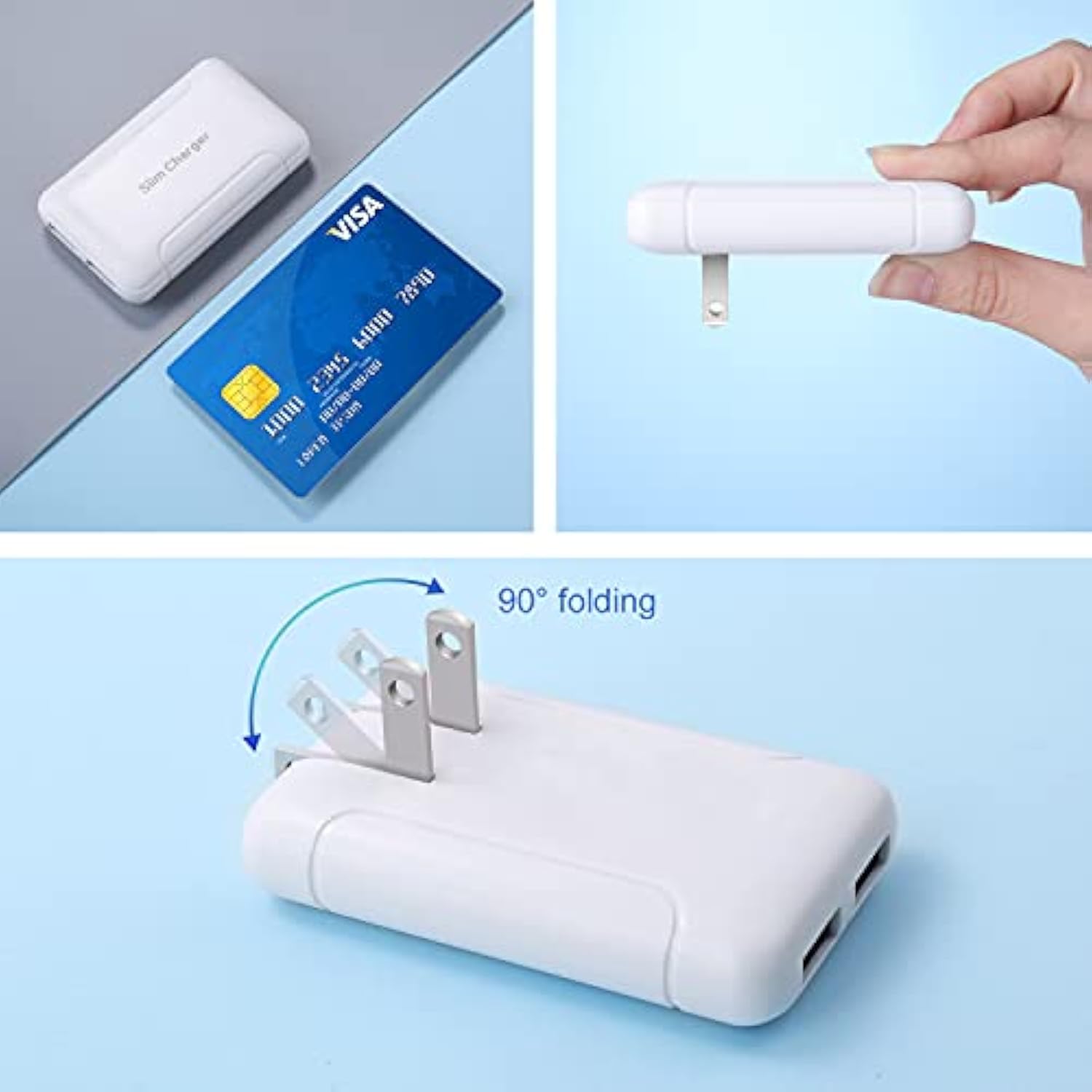 Flat Usb Wall Charger - Slim Usb Plug For Wall Outlet, Compatible With Iphone 16 15 14 Pro Max/13/12/11/Xr/Xs/X, Galaxy A03S/A13/A12/S22/S21/S20/10/9/8, Webcam - 2-Pack, White