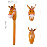 2Pcs Inflatable Stick Horse,Inflatable Horse Head On Stick Horse Costume Pony/Halloween/Western Cowboy/Horse Baby Shower Birthday Party Decorations Supplies Favors Props, 37 Inches (Brown)