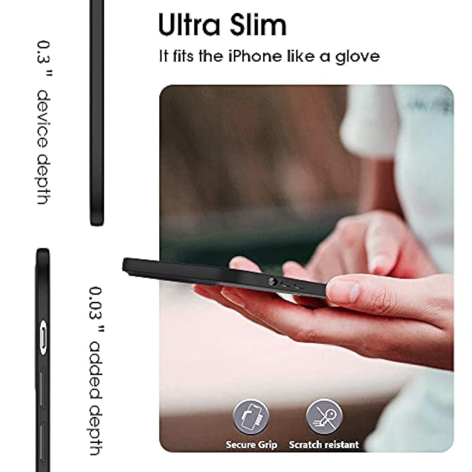 Compatible Iphone 13 Mini Case Slim Fit Ultra-Thin [Guardian Series] Soft Tpu Matte Finish Coating Phone Cases Lightweight Back Cover For Iphone 13 Mini With Comfortable Grip (2021)- Black
