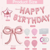 31pcs Pink Bow Birthday Decorations with Balloons & Banner for Girls Party