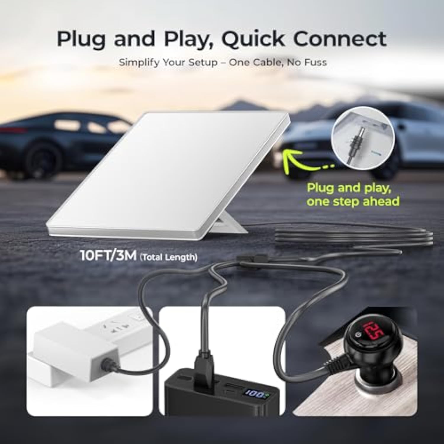 3 In 1 Starlink Mini Cable 10Ft/3M, High-Speed Usb-C/Car Charger/Dc To Dc Starlink Mini Power Cable, Ip65 Waterproof Starlink Mini Accessories Car Adapter Cord For Stable Outdoor Internet