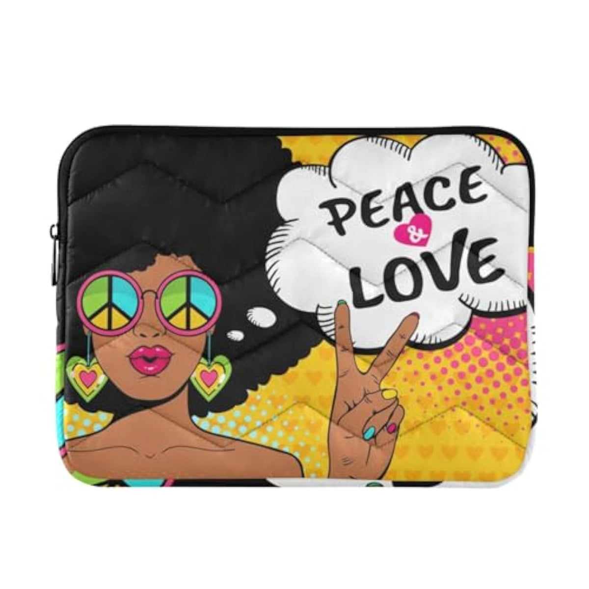 African American Afro Woman Peace Laptop Sleeve Case 13, 13.3, 14 Inch, Computer Cases For Pad Tablet, Waterproof Briefcase Bag