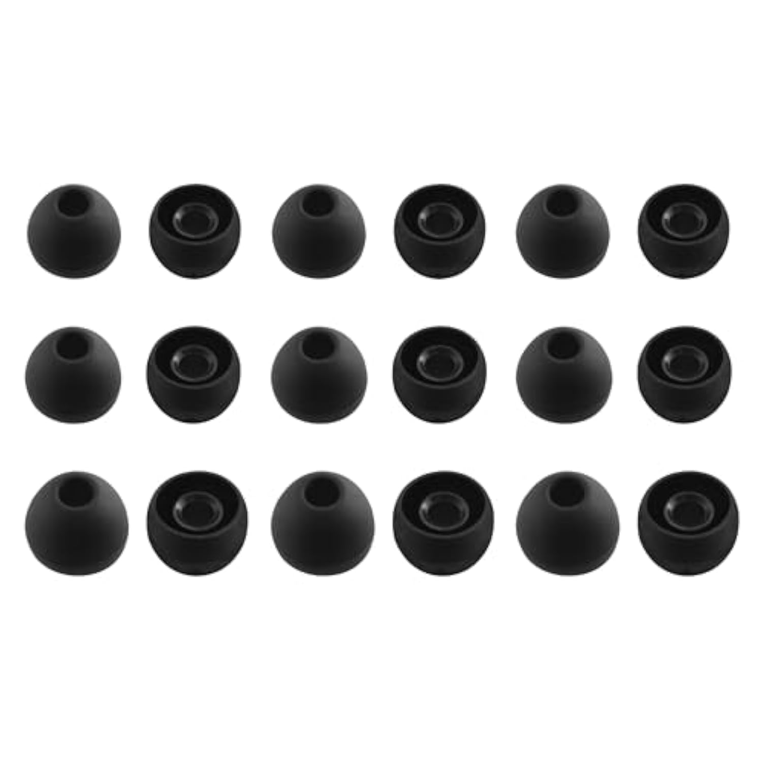 Replacement Silicone Ear Tips For Bmani T16 / Occiam T17 / Tozo T6 / Tozo T10 / Tonemac N18 Earbuds, 9 Pairs (S/M/L, Black)