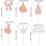 24Pcs Frozen Princess Cupcake Toppers Glitter Castle Bowknot Happy Birthday Cake Topper Decorations For Princess Happy Birthday Baby Shower New Year Party Supplies Rose Gold Silver