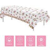 3 Pack Western Cowgirl Party Decorations Tablecloth For Birthday Baby Shower, Pink Wild West Rodeo Cowgirl Birthday Party Supplies Table Cover, 55In X 86In