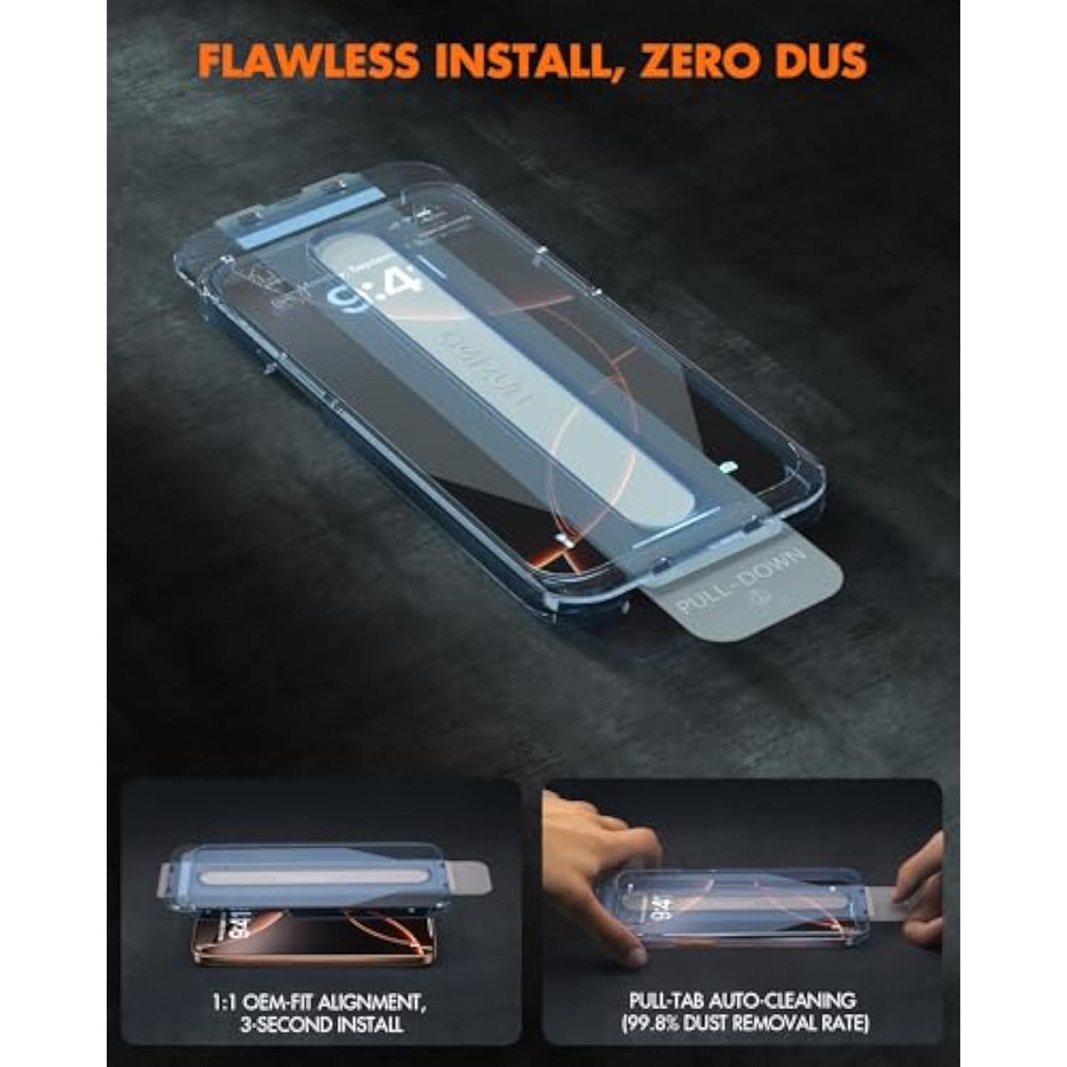 Screen Protector 3 Pack For Iphone 12 & Iphone 12 Pro (6.1"), Hd Tempered Glass With Auto-Align Tray - Anti-Scratch, Military 9H Protection