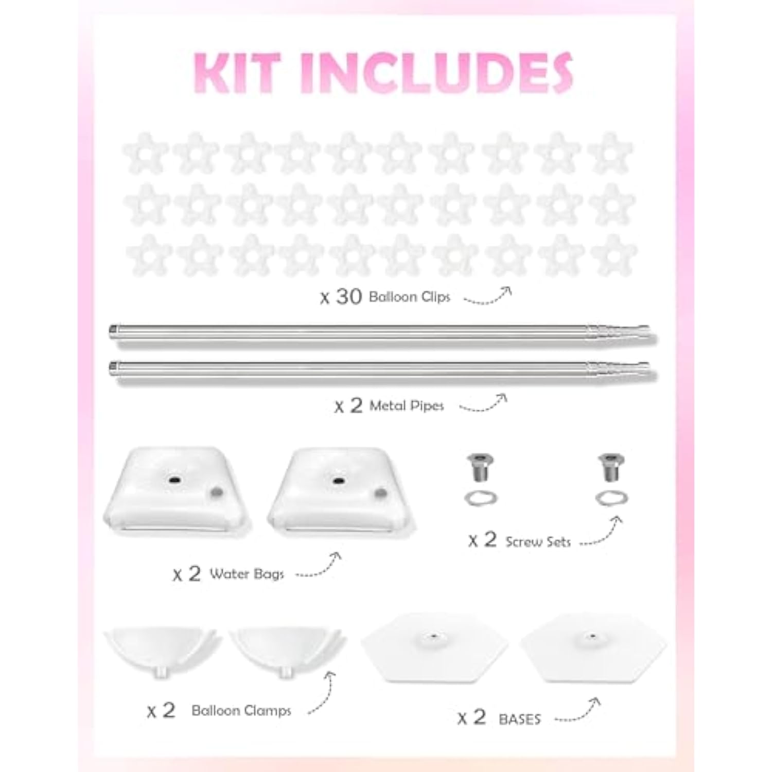 Adjustable Metal Balloon Column Stand Kit - Heavy Duty Party Decor - Set of 2