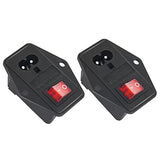 10A 250V Rocker Switch Power Socket Inlet Module Plug 10A Fuse With Indicator Light 2 Pin Iec320 C8 For Household Appliances Or Diy Device2-Pack