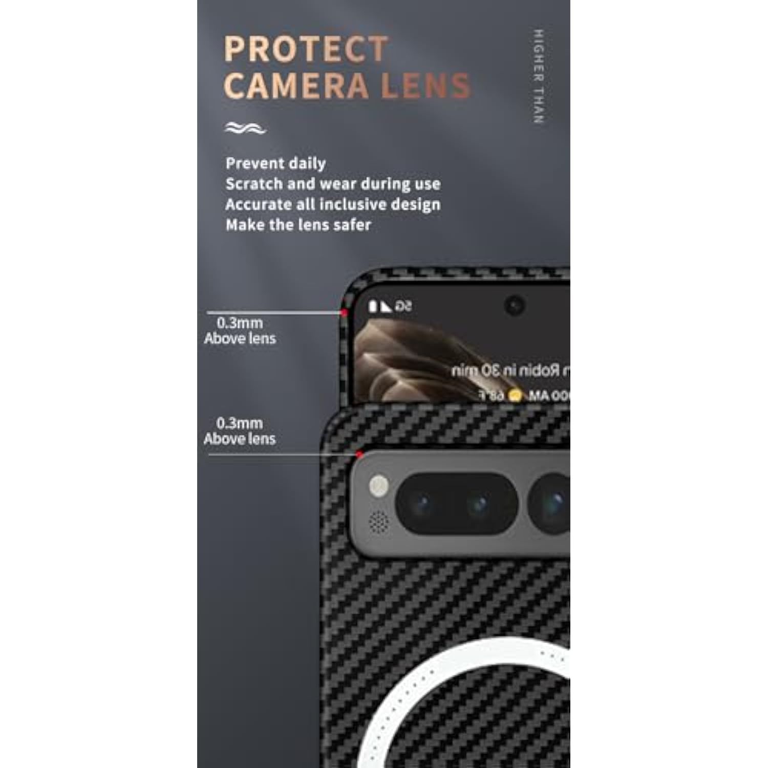 Magnetic Case For Google Pixel Fold Case Compatible With Magsafe Charger Carbon Fiber Slim Ultra Thin Aramid Fiber Anti-Scratch Shockproof Phone Case, Black&Red