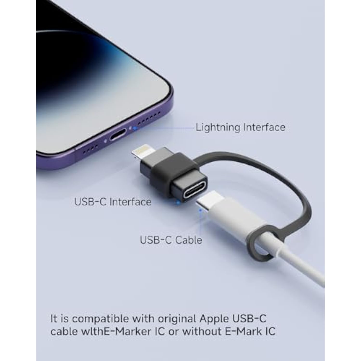 Mfi Certified 27W Usb C To Lightning Adapter (4 Pack) - Fast Charging Data Sync, Lightning To Usb Type C Cable Adapter For Iphone14/13/12 Series, Ipad, Airpods, With Anti-Lost Loop, Not For Audio/Otg