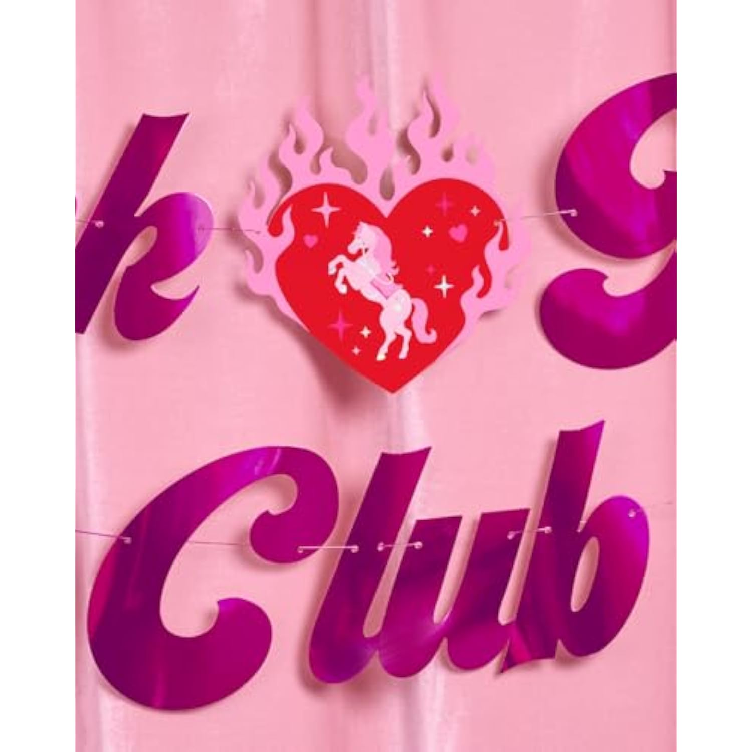 Pink Pony Club Banner - Pink Foil | 5 Ft. | Bachelorette Decorations, Birthday Party Sign, Concert Bday Background, Cowgirl Bach Supplies