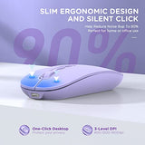 Bluetooth Wireless Mouse, Rechargeable Multi-Device(Tri-Mode: Bt1/Bt2+2.4G) Computer Mice With Usb Receiver, Slim Silent Mouse For Laptop/Macbook/Chromebook/Surface Pro/Ipad Pro(Purple)