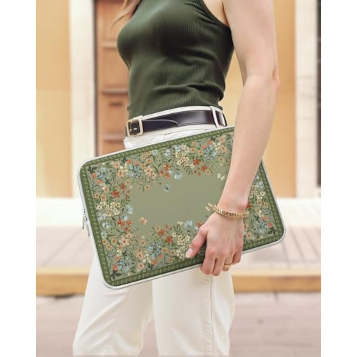 Computer Sleeve 13 Inch,Cute Girly Laptop Bag Green,13-13.6 Inch Waterproof Laptop Sleeve Compatible With Macbook Air Pro 13/14, Hp Dell Asus Lenovo Chromebook Notebook