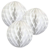 Pack Of 3 Paper Honeycomb Balls For Party Decorations Wedding Birthday Christmas Parties (White, 12" (30 Cm))
