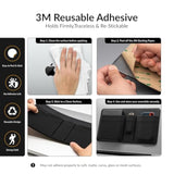 3-Pocket Storage Pouch, Adhesive Laptop Accessory Organizer, For Portable Hdd, Ssd, Usb Drive, Mouse, Cables - Black