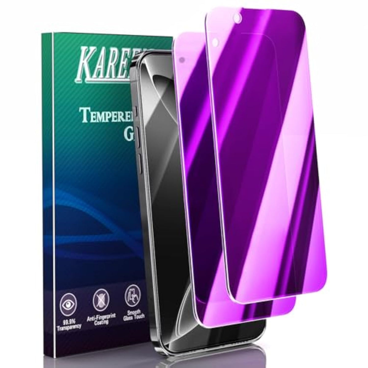 2 Pack Privacy Screen Protector For Iphone 14, Iphone 13 Pro, Iphone 13 6.1 Inch Anti Spy Private Tempered Glass Film, Purple Gradient Anti Blue Light, Anti-Scratch, Full Coverage