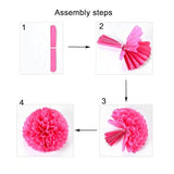 Orange and Blue Tissue Paper Pom Poms Decorations, 12", 10", Paper Flowers for Party Ceiling Hanging Decor - 12 Pcs