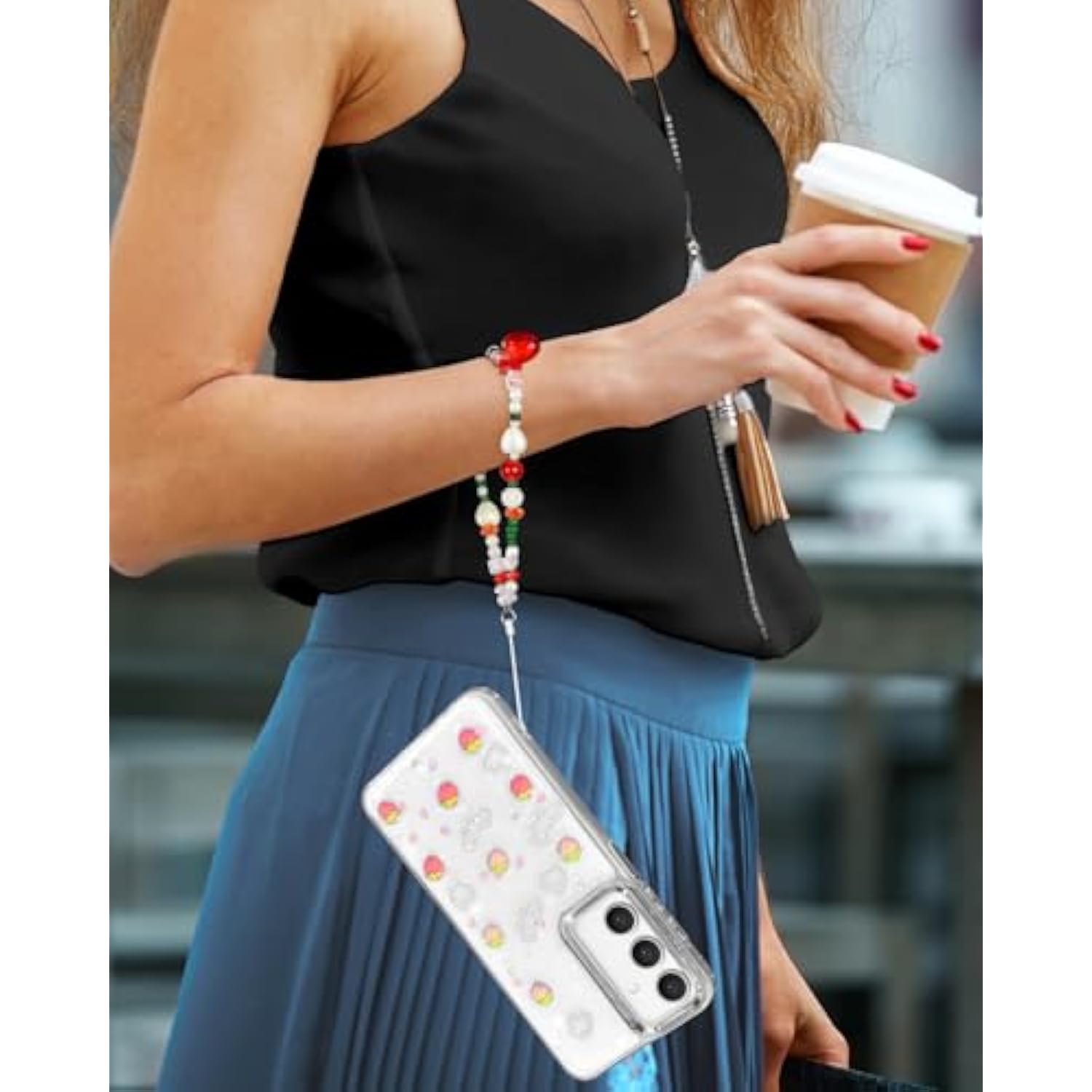 For Samsung Galaxy A16 5G Phone Case - Women Girls Cute Clear Sparkly Girly Kawaii 3D Strawberry Design With Charm Strawberries Wrist Chain Cover Aesthetic For Samsung A16 5G Cases 6.7 Inch