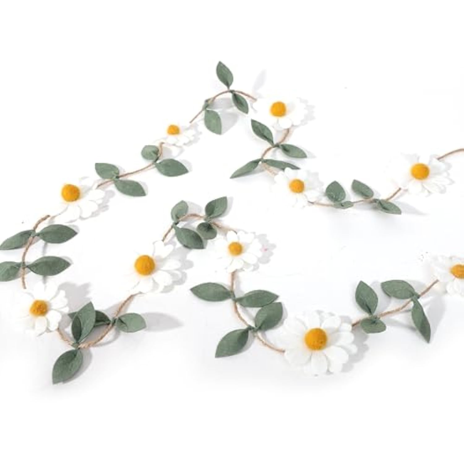 Wool felt daisy chain garland for daisy-theme parties, 1st birthdays, nursery décor