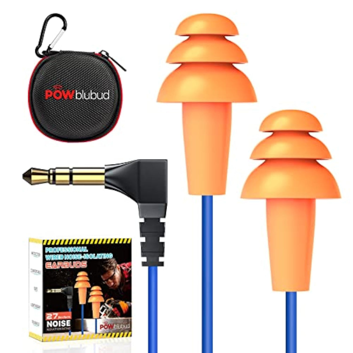 Ear Plug Headphones For Work, Work Safety Earbuds | Noise Reducing Sweatproof Hidden In-Ear Headphones, Isolating Earplugs, Osha Compliant Hearing Protection For Industrial Construction