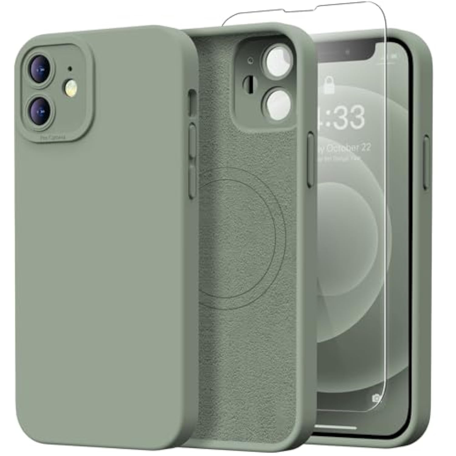 iPhone 12 Silicone Case with Screen Protector and Camera Protection 6.1 Blue