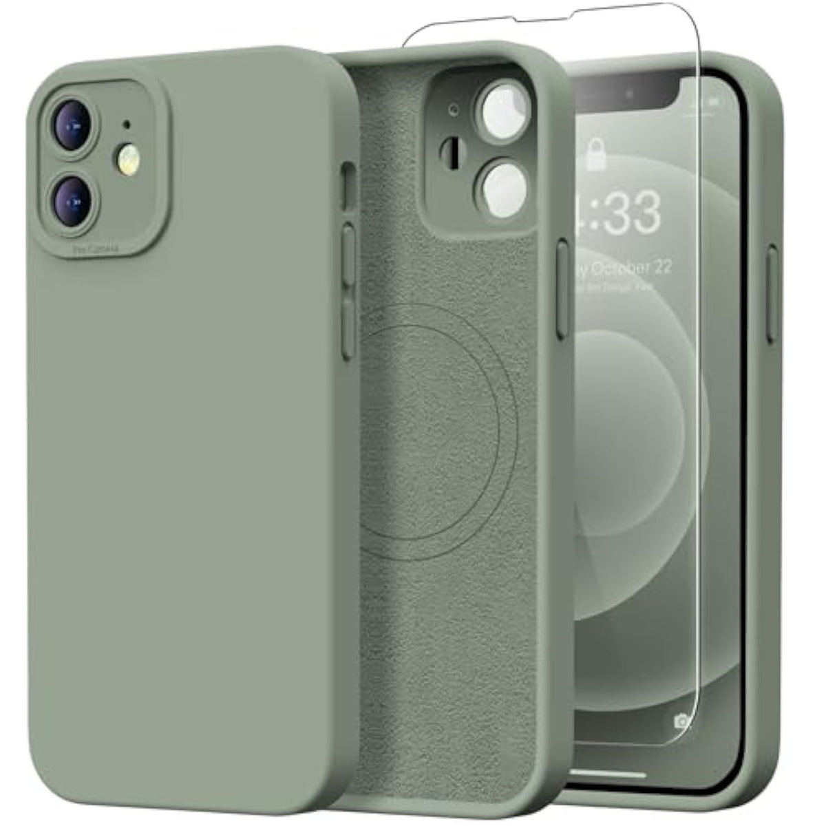 iPhone 12 Silicone Case with Screen Protector and Camera Protection 6.1 Blue